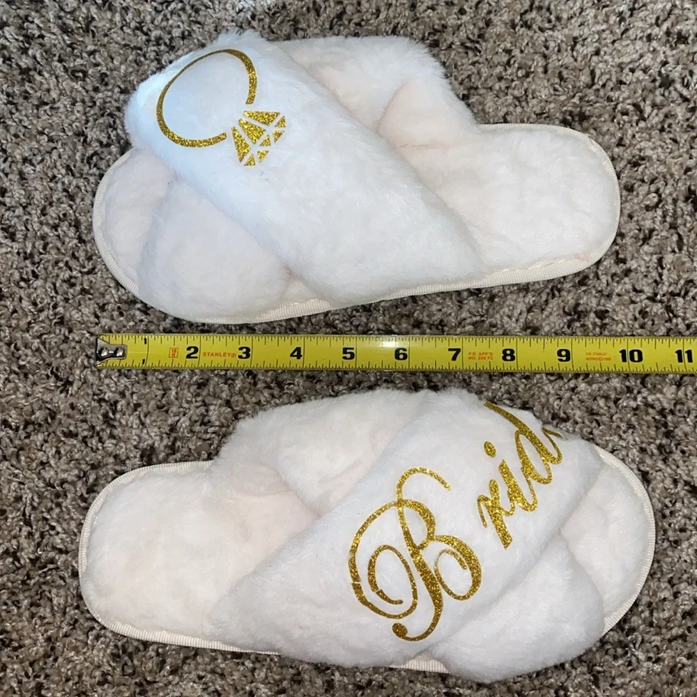 🪼Brand new ivory fluffy “Bride” slippers! - Picture 3 of 7